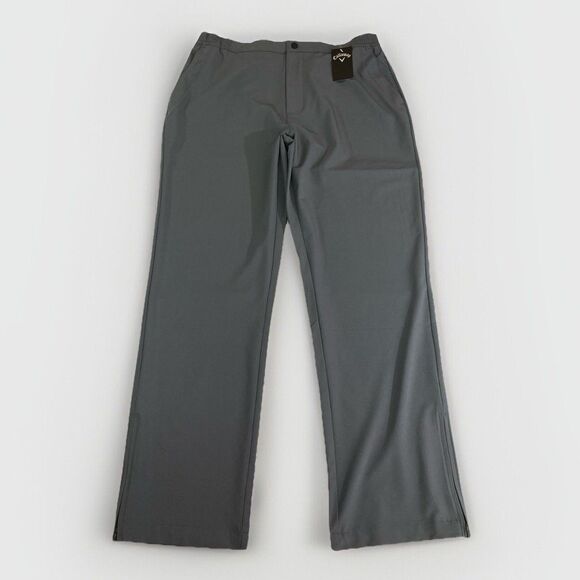 Callaway Golf Pants Men's Large Gray Performance Iron Gate Straight Leg Zippers